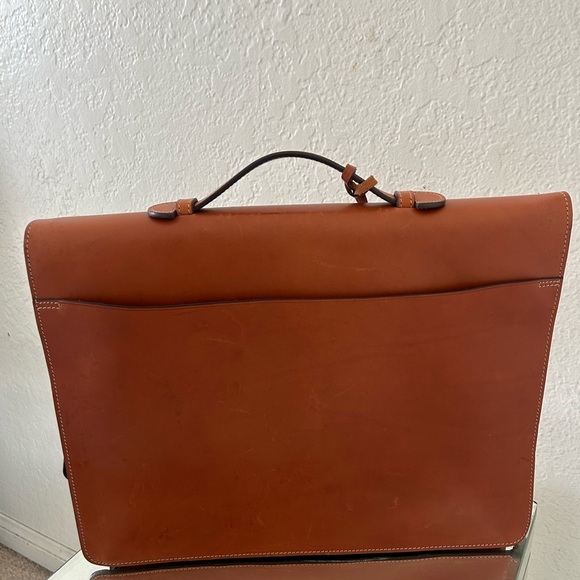 Dooney & Bourke Alto Gusset Brown Leather Briefcase with Gold Lock - Picture 6 of 11